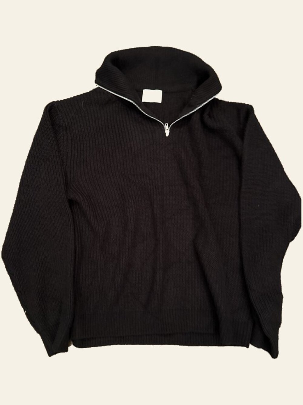 Against All Odds Black Ribbed Half-Zip Sweater L
